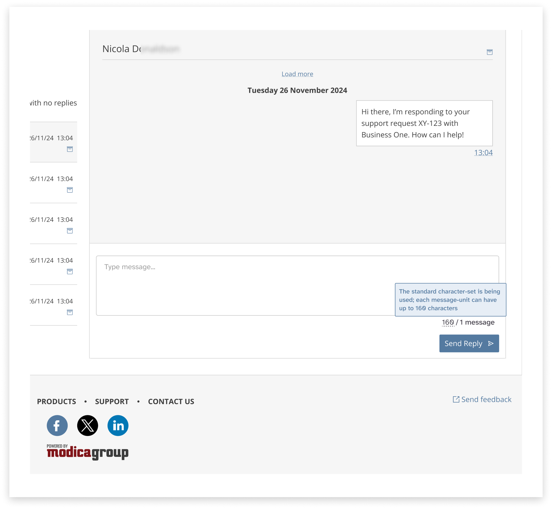 screenshot of the new inbox reply